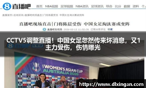 CCTV5调整直播！中国女足忽然传来坏消息，又1主力受伤，伤情曝光